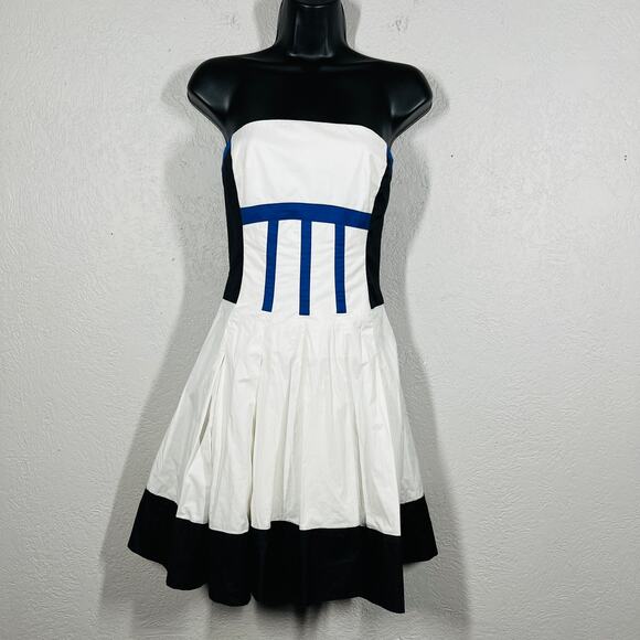 Karen Millen Strapless Mod Dress Party Cocktail Stripe - 4 - Picture 4 of 9